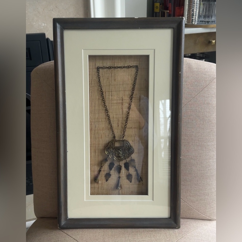 Antique Traditional Framed Chinese Longevity Lock Necklace